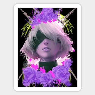 RobotGirl - Purple Roses Magnet